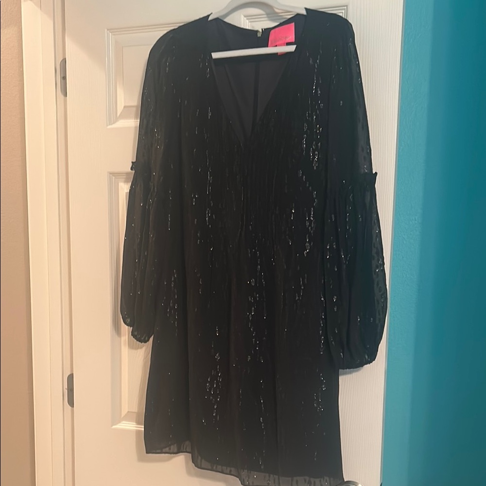 Lilly Pulitzer Black Sequin Mini Dress Size 14